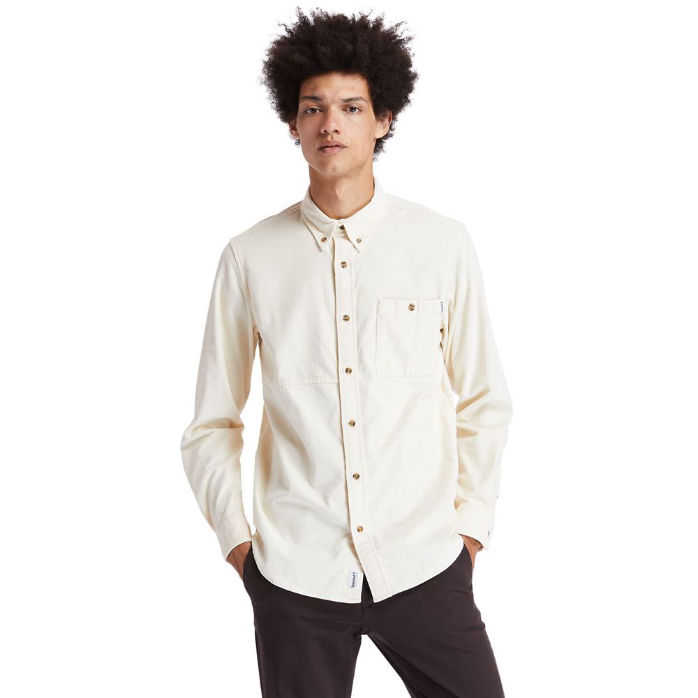 Camisa Timberland Hombre Mascoma River Long-Sleeve Corduroy Blancas - Chile XFE-047368